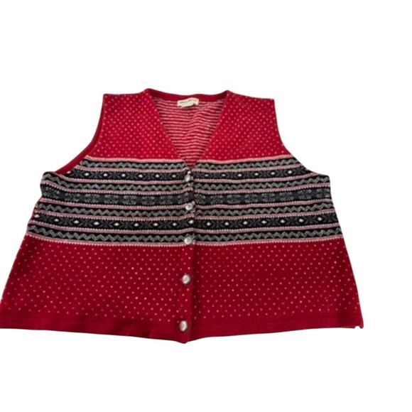 "EDDIE BAUER" VTG Lambswool Women's Vest SZ XL Grandma Core Christmas SMALL HOLE - Picture 3 of 12